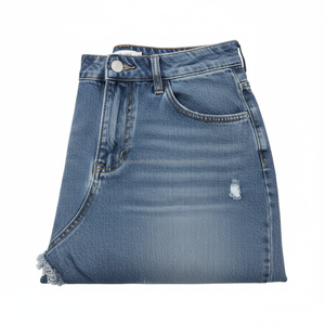 Jupe en jean asymétrique déchirée et délavée pour femme, nouvelle collection, coupe mi-longue, ourlet brut, style sexy - Product Image 6