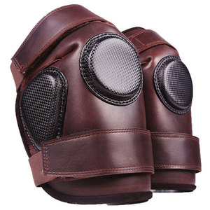 Protège-genoux en cuir de vache noir de haute qualité pour l'équitation, logo personnalisé, paire pour adultes, course à cheval - Product Image 2
