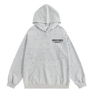 เสื้อฮู้ดพลอยเทียมสำหรับผู้ชายทรงสลิมฟิตสีพื้นมีฮู้ดสำหรับผู้ชายปรับแต่งได้ตามต้องการ - Product Image 1