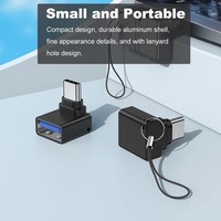 Adaptador OTG USB C a USB 3.0 de 90 Grados |   Amplia compatibilidad con teléfonos, tabletas y portátiles |   Conectar Teclado, Ratón y Memoria USB