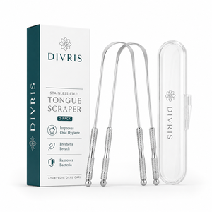 ที่ทำความสะอาดลิ้นรูปตัวยูสองด้าน Divris Copper พร้อมด้ามจับแบบมีลายและปลายทรงกลมเพื่อสุขอนามัยในช่องปาก - Product Image 2
