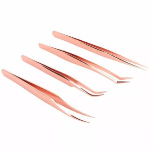 Rose Gold Precision <b>Eyelash</b> Extension Tweezers Custom Logo Professional High Quality Stainless Steel Volume <b>Application</b> Tool - Product Image 2
