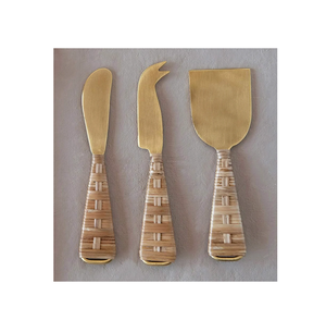 Eco Friendly High Quality Stainless Steel Rattan Cheese Set Mirror Polish for Home Kitchenware Cheese Sets - Product Image 3