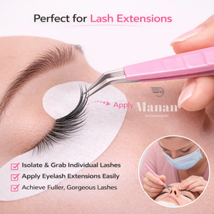 Pince à cils rose en L, à pointe de précision, pour extensions de cils volume, outil pour la création facile d'éventails - Product Image 5