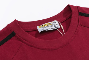 เสื้อยืดแขนสั้นผู้ชายผ้าฝ้ายคุณภาพสูง คอกลม แห้งเร็ว สไตล์ลำลอง สีแดง สำหรับฤดูร้อน - Product Image 6