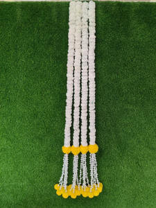 White <b>Marigold</b> Mogra <b>Garland</b> Pooja Backdrop Hanging Indian Wedding Sangeet Function Haldi Decor Artificial Flower Hanging Decor - Product Image 2