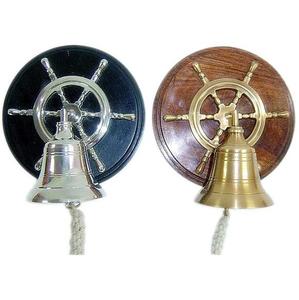 Campana colgante de pared de latón antiguo de venta superior con diseño marítimo Base de madera Campana de mano Servicio de restaurante al por mayor Nuevo diseño - Product Image 5