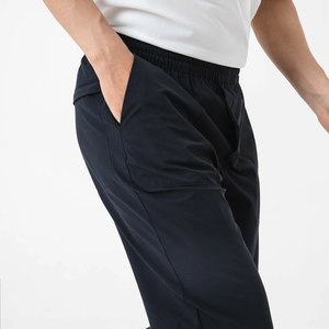 OEM Men's Casual Mid Waist Canvas Pencil <b>Trousers</b> Lightweight <b>Stretchy</b> Sporty Style with Drawstring and Back Zipper Pocket - Product Image 3