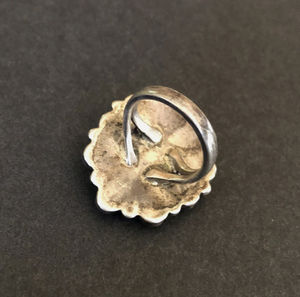 Vintage Sterling Silver <b>Ring</b> Brilliant Blue <b>Turquoise</b> Cluster Size 7 Oval Cut Natural Stone Bezel Setting Trendy Wedding Party - Product Image 4