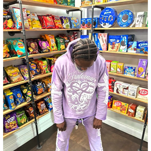 Chándales de algodón OEM, Sudadera con capucha, pantalón de retazos, chándal para hombre, joggers apilados, conjuntos de Jogger de dos piezas para hombre acampanados - Product Image 2