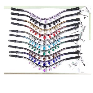 Bandeau de tête de cheval en cristal suspendu, cuir véritable, équestre, bling, crochet et boucle à changement rapide, accessoire de bride facile à échanger - Product Image 1