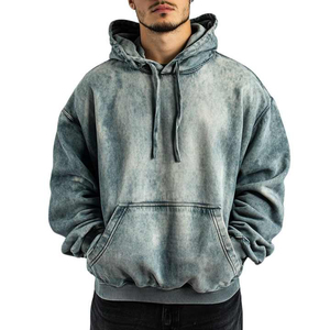 Streetwear personnalisé lavé à l'acide Vintage hommes Streetwear en détresse Patchwork à capuche - Product Image 6