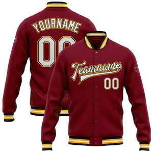 Vente en gros dans l'industrie directe Blouson aviateur hiver décontracté personnalisé blanc orange-noir veste Letterman Varsity à boutons-pression - Product Image 4