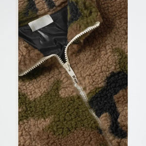 Veste en sherpa à manches longues en laine et polyester à fermeture éclair intégrale de couleur unie sur mesure en gros pour hommes Vestes de mode de rue personnalisées pour hommes - Product Image 5