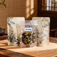 Sachets d'emballage de thé en MOPP PE imprimés sur mesure de qualité supérieure, pochettes refermables à fond plat pour thé en vrac avec fermeture éclair