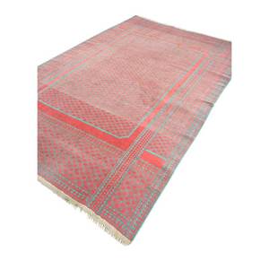 พรมขนสัตว์ลายเรขาคณิตนาญาบสีชมพูและสีม่วง ทอแบบเรียบสำหรับห้องโถงและห้องนอน-Paem-822 - Product Image 2