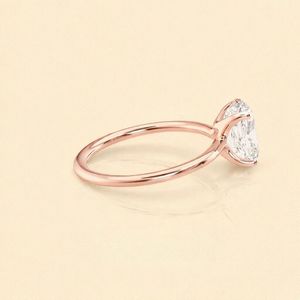 IGI Certified Oval Cut Lab Grown Diamond Engagement <b>Ring</b> 14K White / Rose & Yellow Gold Solitaire Diamond <b>Ring</b> for Women - Product Image 2