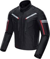Blouson de moto en cuir grande taille style course moto noir avec accents rouges, protections CE incluses, qualité supérieure, vente en gros