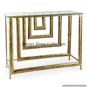 Leaf Floral Stylish <b>Metal</b> Handmade Luxurious Look Console Table Admirable Design Rectangular Shape <b>Metal</b> Creative Furniture - Product Image 2