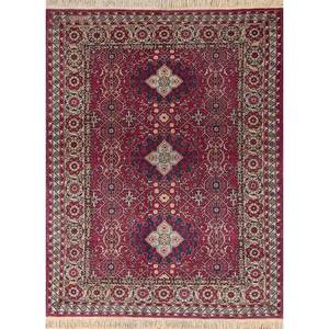 Tapis en laine noué à la main Aalam, motif médaillon rouge-orange, kilim abstrait fait main pour la maison, 9x12 rectangulaire, idéal pour adolescents, entrée et couloir - Product Image 1