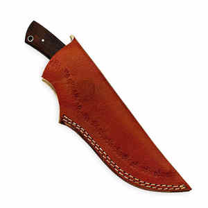 Couteau de chasse en acier Damas fait main avec gaine en cuir et manche en bois - Product Image 5