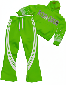 Chándal informal de gran tamaño para hombres y mujeres Sudadera con capucha de dos piezas con logotipo personalizado y pantalones para correr Traje de moda urbana de hip hop - Product Image 2