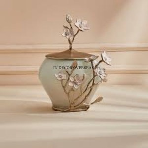 มาใหม่ฐานโลหะหนักชุบทองพร้อมดอกตูมสีดำดีไซน์ดังเครื่องครัวกระป๋องแก้วใส - Product Image 4