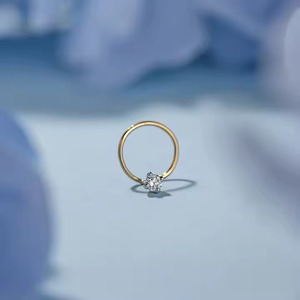 Custom Solitaire Lab Grown Diamond <b>Nose</b> <b>Ring</b> 14K Yellow Gold traditional bridal jewelry Factory Price Round Cut Diamond - Product Image 4