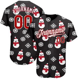 Camiseta de béisbol auténtica 3D Navidad negra roja-blanca personalizada ropa de equipo personalizada superventas - Product Image 1