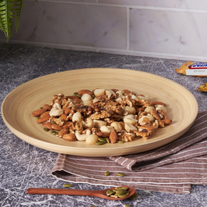 Venta al por mayor de bambú ecológico hilado bandeja de servir de forma redonda decorativa bandeja de comida hecha a mano de Vietnam - Product Image 2