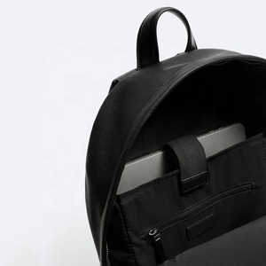 Minimalist <b>Black</b> Softback <b>Backpack</b> With Laptop Compartment Water Resistant Zipper Closure Unisex Shoulder Straps - Product Image 5