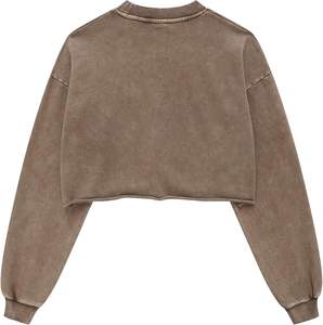 2025 Women's Cropped Sweatshirts Vintage 100% Cotton Pullover <b>Tops</b> Acid Wash Sweatshirt Hoodies for Women Workout Crop <b>Top</b> - Product Image 4