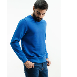 Sudadera de cuello redondo azul de gran tamaño para hombre de alta calidad 100% algodón logotipo personalizado estilo jersey con capucha cuello invierno - Product Image 2