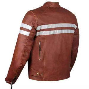 Blouson de moto pour homme en cuir véritable, col à capuche, logo personnalisé, nouvelle saison, tissu uni teint, meilleur prix 2026 - Product Image 5