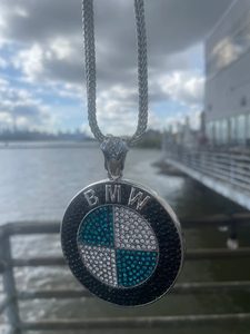 จี้ฮิปฮอปสีเงินสเตอร์ลิง925แบบกำหนดเองพร้อมจี้เพชรสีฟ้าและสีดำ - Product Image 4