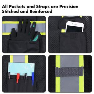 Gilet de sécurité réfléchissant noir de travail avec logo personnalisé en maille pour vêtements haute visibilité - Product Image 5