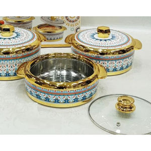 Plat Casserole Avec Couvercle En Or Peinture À La Main Travail Vaisselle Plats De Service Alimentaire Eid Célébration Serveur Pot - Product Image 2