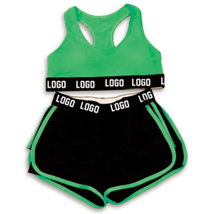 Juego de Fitness para gimnasio para mujer de etiqueta privada, 2 uds., Yoga acanalado suave sin costuras, diseño personalizado, estilo Simple - Product Image 6