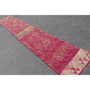 2.2x13.6 ft Vintage Turkish Rug, <b>Runner</b> Rug, <b>Red</b> Herki Floral Rug - Product Image 4