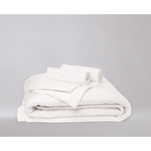 Parure de lit classique en lin lavé, 3 pièces, légère, mélange coton-polyester, design moderne uni ou rayé, pour la maison, la chambre ou l'hôtel - Product Image 1