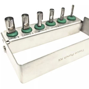 Haute qualité tout nouveau 6 pièces Kit de poinçon de tissu d'implant dentaire ensemble chirurgie chirurgicale avec support de boîte en acier inoxydable - Product Image 1