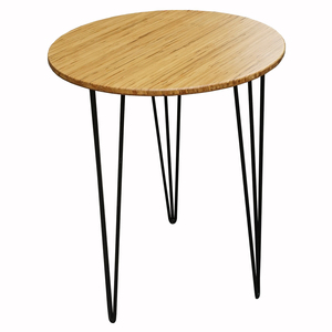 Mesa de Comedor Redonda de Bambú y Madera Maciza de 60 cm con Patas de Horquilla - Mesas para Restaurantes y Hoteles - Product Image 1