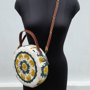 Sacs à bandoulière en tissu brodé en coton de haute qualité avec poignée en cuir et fermeture à glissière, sacs à main pour femmes, accessoires pour femmes - Product Image 6