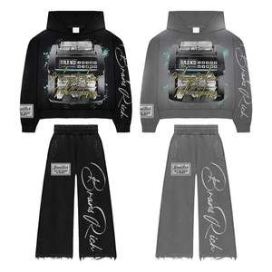 Ensemble Combo Personnalisable de Haute Qualité Sweat à Capuche Lourd avec Short et Pantalon Double Ceinture Patch Logo de Travail - Product Image 6