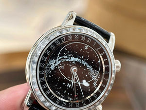 นาฬิกาข้อมือผู้ชาย พรีเมียม 925 แฟชั่นธุรกิจ สายหนัง หรูหรา ประดับเพชร ดีไซน์ท้องฟ้าเต็มดาว พร้อมฟังก์ชั่นแสดงข้างขึ้นข้างแรม เรืองแสง แสดงวันที่ ระบบควอตซ์ - Product Image 2
