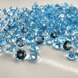 Haute qualité 4mm rond à facettes 100% naturel pour les gemmes de topaze bleue suisse en vrac pour la fabrication de bijoux colliers - Product Image 1