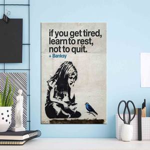 Toile imprimée avec le graffiti de Banksy, Fille avec oiseau : Art mural inspirant, TOILE ENVELOPPEE - Product Image 1