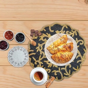 Christmas Decorative <b>Beaded</b> <b>Placemat</b> With Leaf Design Handmade Dining Table Mat for Wedding Fancy Mats & Pads - Product Image 2