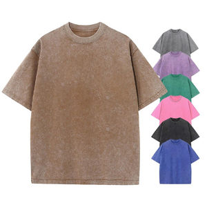 เสื้อยืดผ้าฝ้ายเปิดไหล่สำหรับผู้ชายเสื้อยืดบ็อกซี่โอเวอร์ไซส์100% แบบเรียบกำหนดเอง - Product Image 2