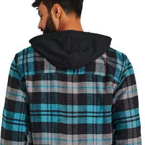Solid Blue Color Men High Quality Wholesale Customized Logo Printing Winter <b>Plain</b> Dyed Flannel <b>Hoodie</b> on Sale - Product Image 5
